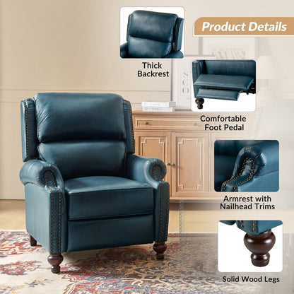 Set di 2 poltrone reclinabili Gabriela Mid-Century Modern in vera pelle con finiture a testa di chiodo di HULALA HOME