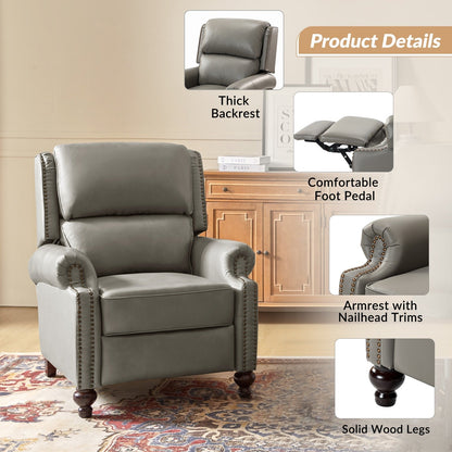 Set di 2 poltrone reclinabili Gabriela Mid-Century Modern in vera pelle con finiture a testa di chiodo di HULALA HOME