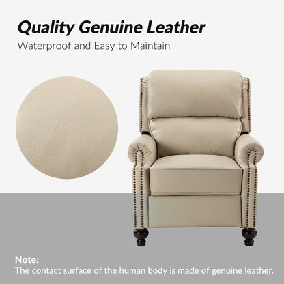 Set di 2 poltrone reclinabili Gabriela Mid-Century Modern in vera pelle con finiture a testa di chiodo di HULALA HOME