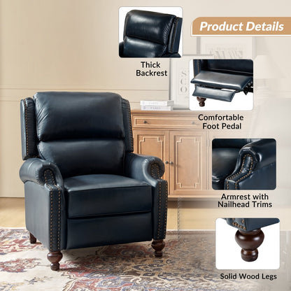 Set di 2 poltrone reclinabili Gabriela Mid-Century Modern in vera pelle con finiture a testa di chiodo di HULALA HOME