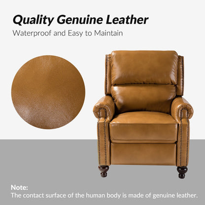 Set di 2 poltrone reclinabili Gabriela Mid-Century Modern in vera pelle con finiture a testa di chiodo di HULALA HOME