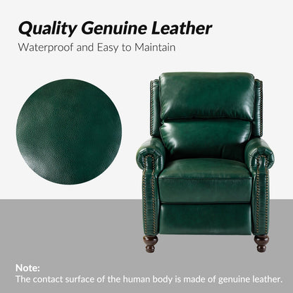 Set di 2 poltrone reclinabili Gabriela Mid-Century Modern in vera pelle con finiture a testa di chiodo di HULALA HOME