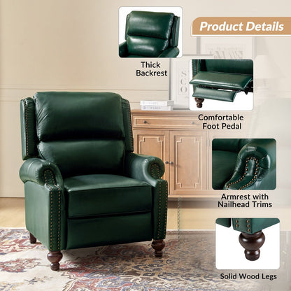 Set di 2 poltrone reclinabili Gabriela Mid-Century Modern in vera pelle con finiture a testa di chiodo di HULALA HOME