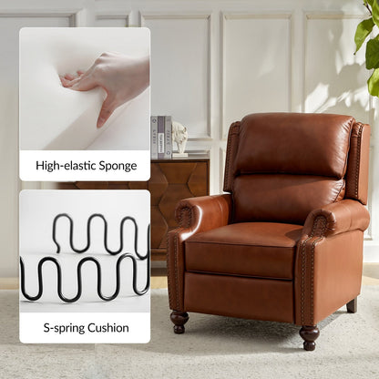 Set di 2 poltrone reclinabili Gabriela Mid-Century Modern in vera pelle con finiture a testa di chiodo di HULALA HOME