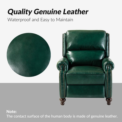 Poltrona reclinabile Gabriela Mid-Century Modern in vera pelle con piedini a blocco affusolati di HULALA HOME