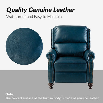 Poltrona reclinabile Gabriela Mid-Century Modern in vera pelle con piedini a blocco affusolati di HULALA HOME