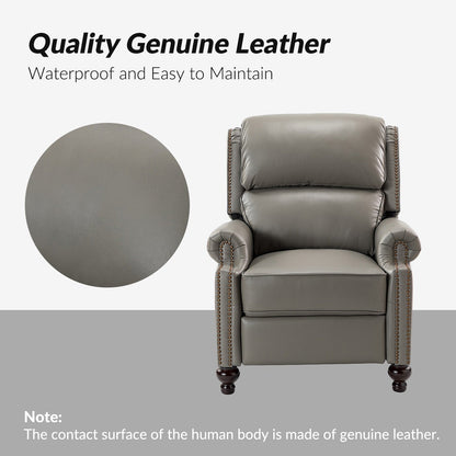 Poltrona reclinabile Gabriela Mid-Century Modern in vera pelle con piedini a blocco affusolati di HULALA HOME