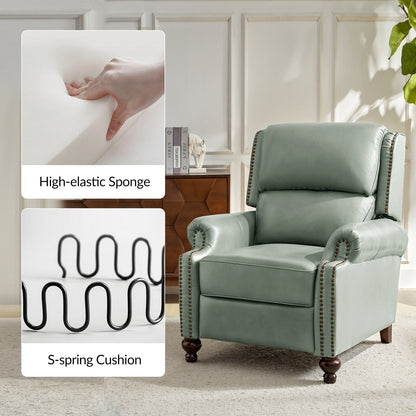 Poltrona reclinabile Gabriela Mid-Century Modern in vera pelle con piedini a blocco affusolati di HULALA HOME