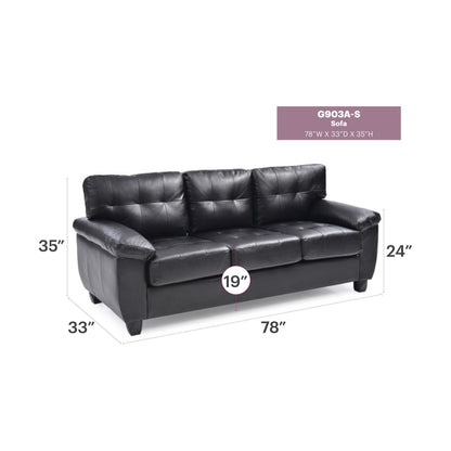 Divano dritto Gallant da 78 pollici con braccioli svasati in similpelle - 33L x 78W x 35H