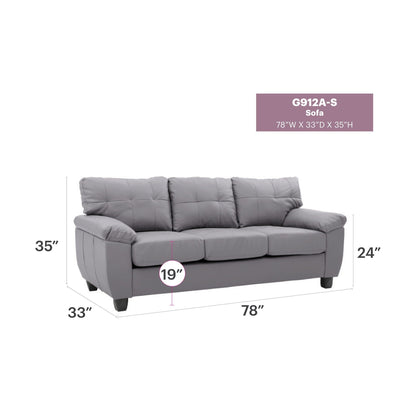 Divano dritto Gallant da 78 pollici con braccioli svasati in similpelle - 33L x 78W x 35H