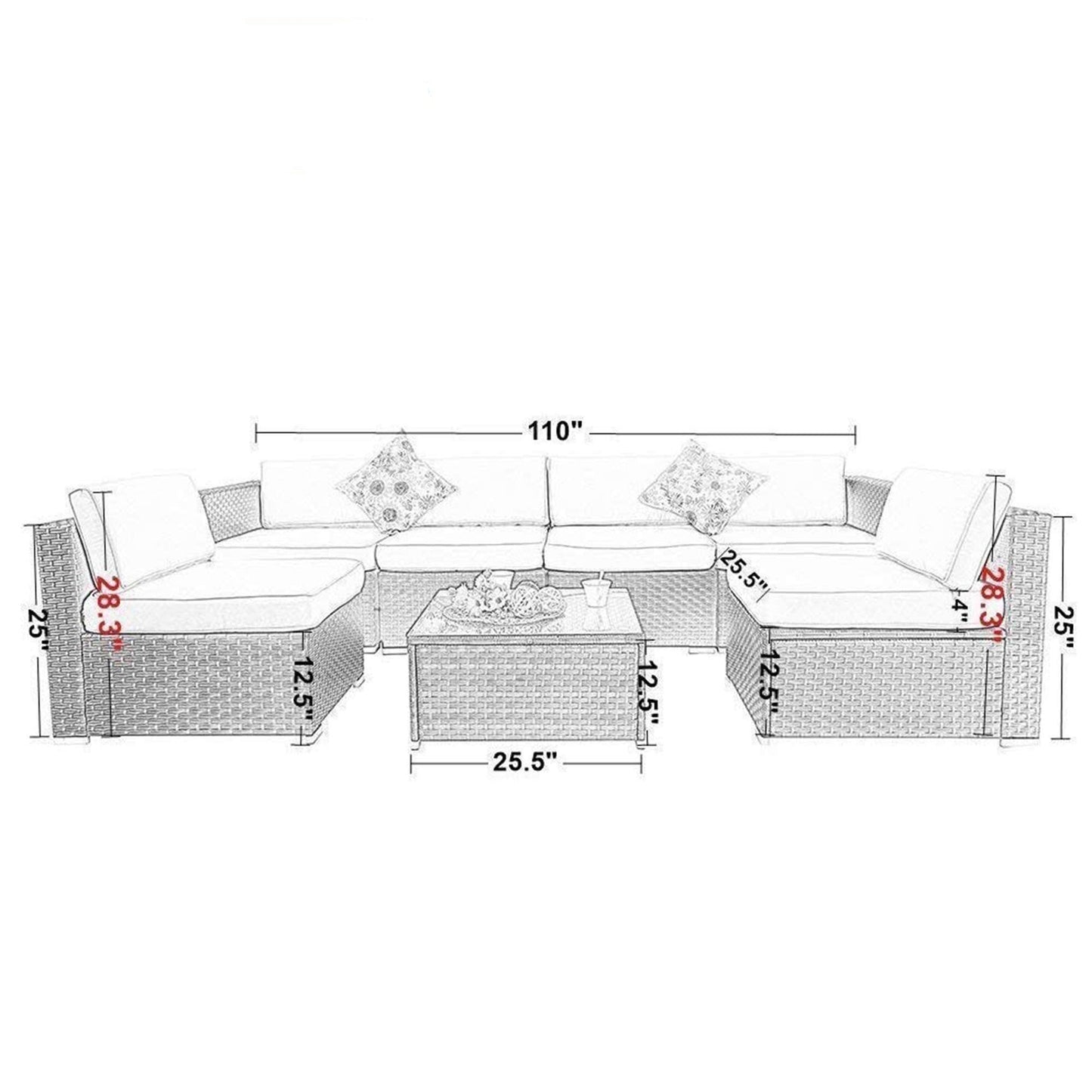 Set da conversazione per patio esterno Gariau in rattan/vimini da 13 pezzi con 2 tipi di tavoli per braciere a gas di Havenside Home
