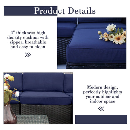 Set da conversazione per patio esterno Gariau in rattan/vimini da 13 pezzi con 2 tipi di tavoli per braciere a gas di Havenside Home