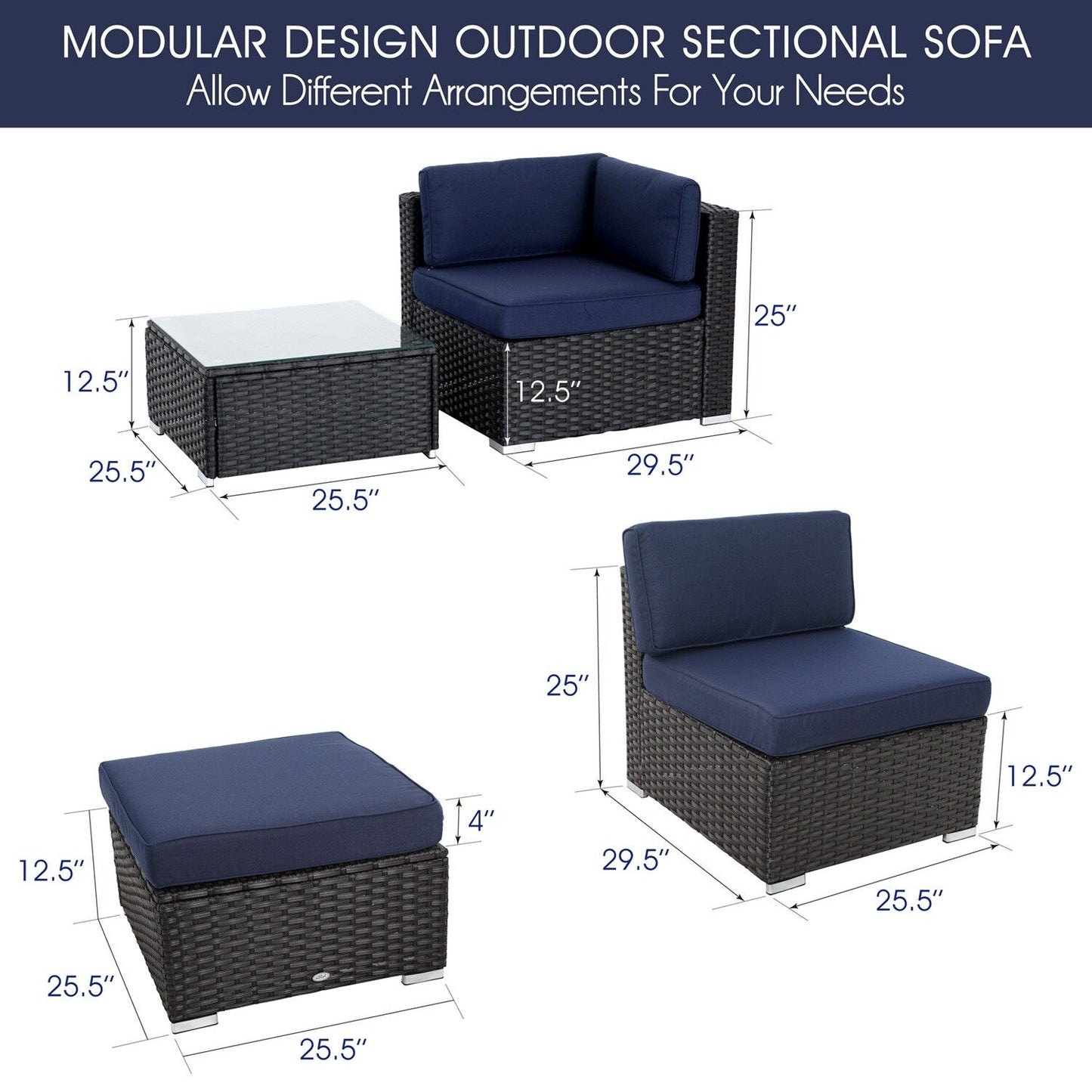 Set da conversazione per patio esterno Gariau in rattan/vimini da 13 pezzi con 2 tipi di tavoli per braciere a gas di Havenside Home