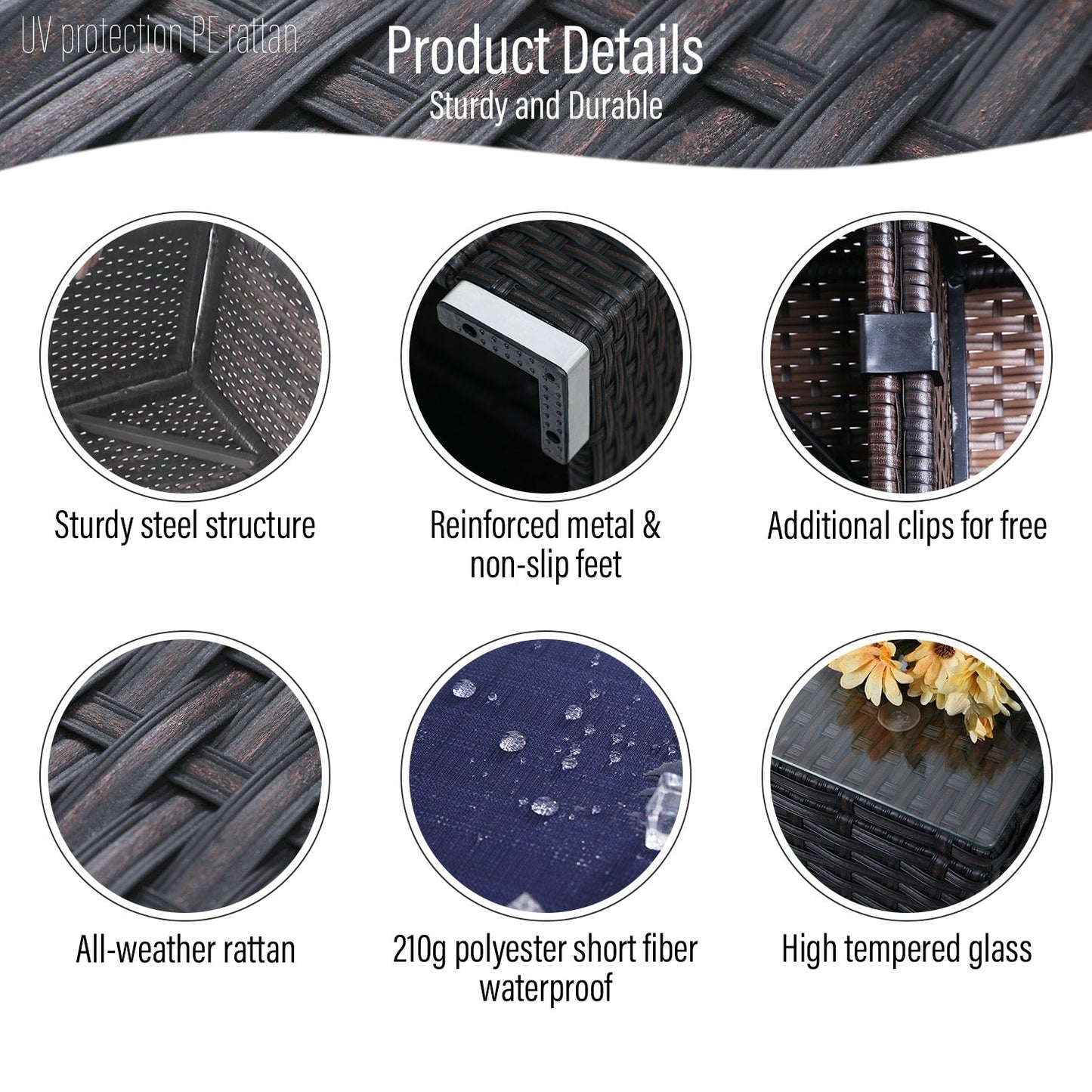 Set da conversazione per patio esterno Gariau in rattan/vimini da 13 pezzi con 2 tipi di tavoli per braciere a gas di Havenside Home