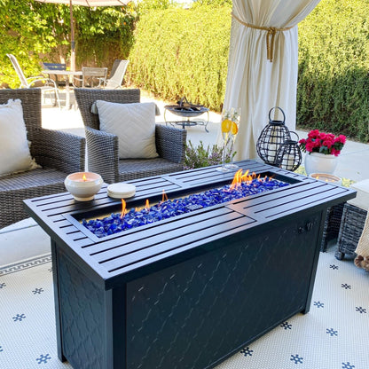 Set da conversazione per patio esterno Gariau in rattan/vimini da 13 pezzi con 2 tipi di tavoli per braciere a gas di Havenside Home