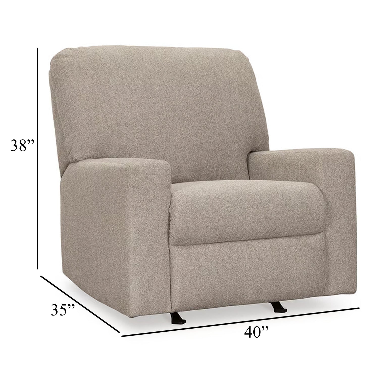 Poltrona reclinabile manuale Gavin, XL, in peluche, marrone pergamena, poliestere