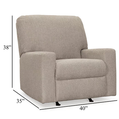 Poltrona reclinabile manuale Gavin, XL, in peluche, marrone pergamena, poliestere