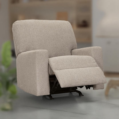 Poltrona reclinabile manuale Gavin, XL, in peluche, marrone pergamena, poliestere