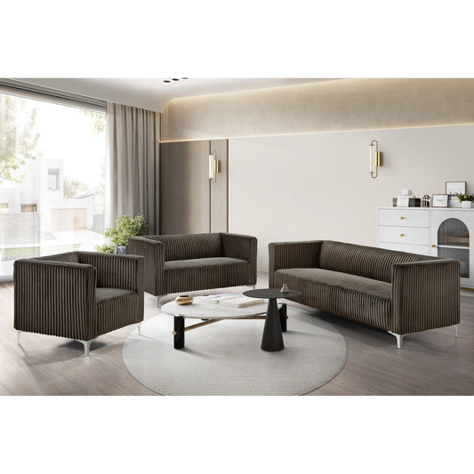 Set da soggiorno con braccioli quadrati in velluto Clayfell Gavin