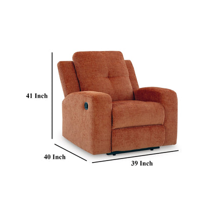 Poltrona reclinabile manuale Genna, poliestere arancione speziato, cuscino morbido