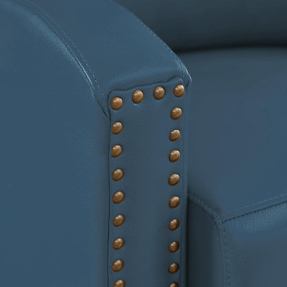 Poltrona reclinabile in vera pelle con schienale multi-angolo e gambe in legno massello