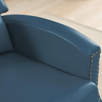 Poltrona reclinabile in vera pelle con schienale multi-angolo e gambe in legno massello