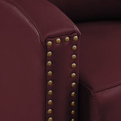 Poltrona reclinabile in vera pelle con schienale multi-angolo e gambe in legno massello