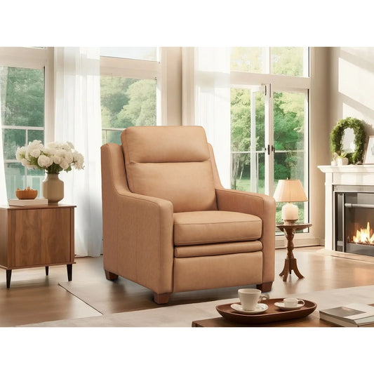 Divano reclinabile in vera pelle da 33 pollici, divano reclinabile a tre motori, senza pareti, con porta USB e USB-C