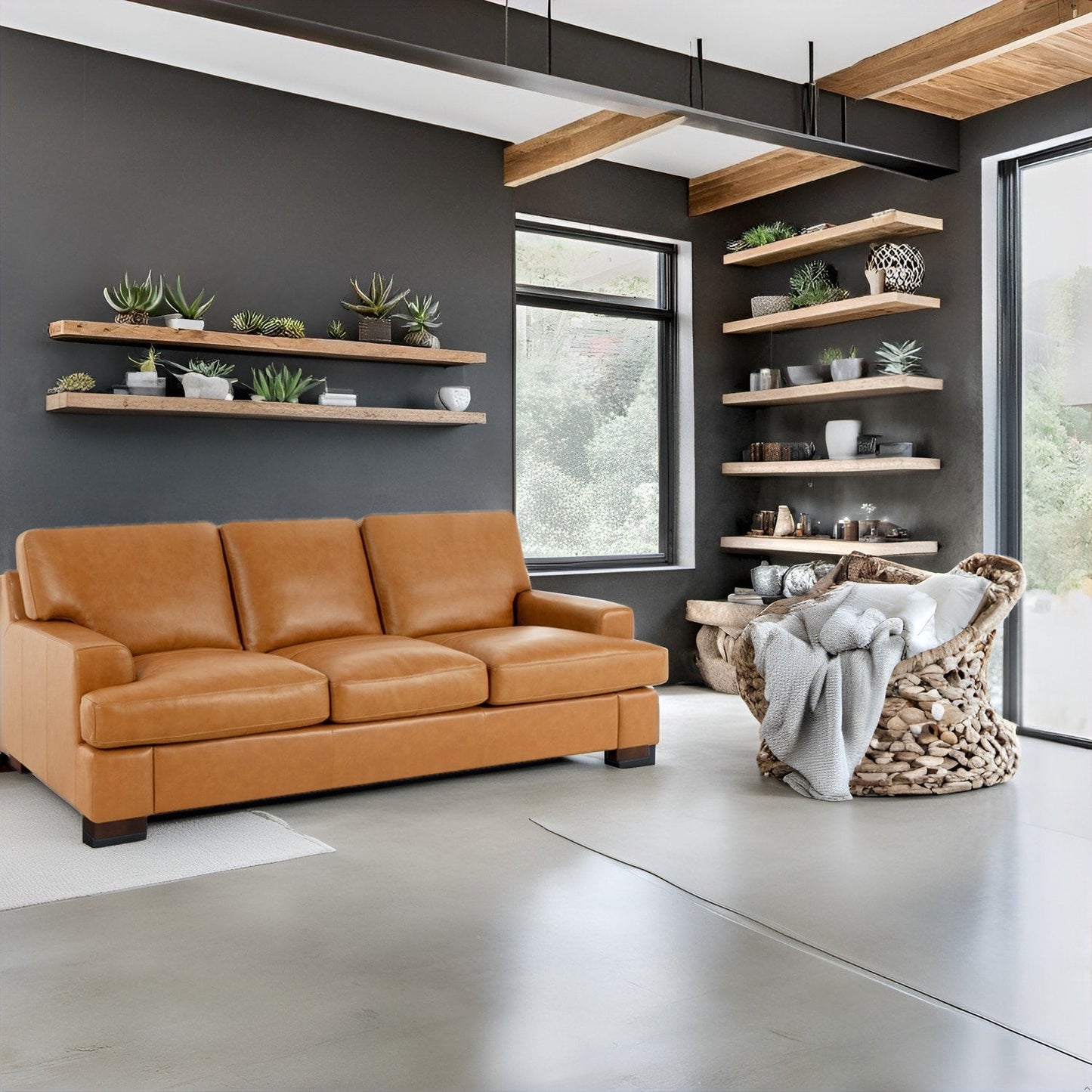 Divano a 3 posti in vera pelle di alta qualità con seduta profonda e cuscini in piuma d'oca per il massimo comfort