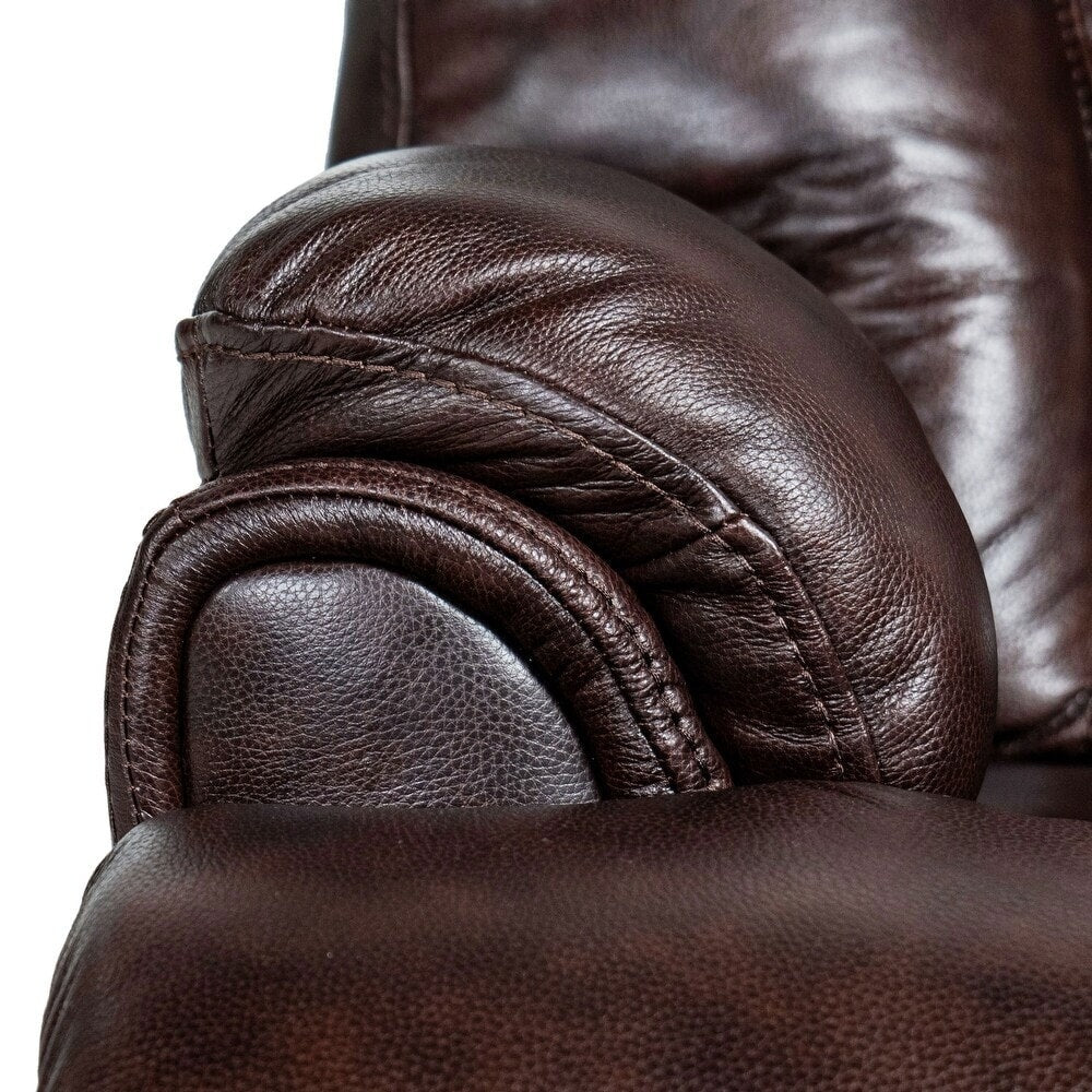 Poltrona reclinabile elettrica con poggiatesta regolabile in vera pelle e poggiapiedi estensibile, reclinabile a gravità zero