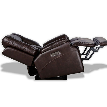 Poltrona reclinabile elettrica con poggiatesta regolabile in vera pelle e poggiapiedi estensibile, reclinabile a gravità zero