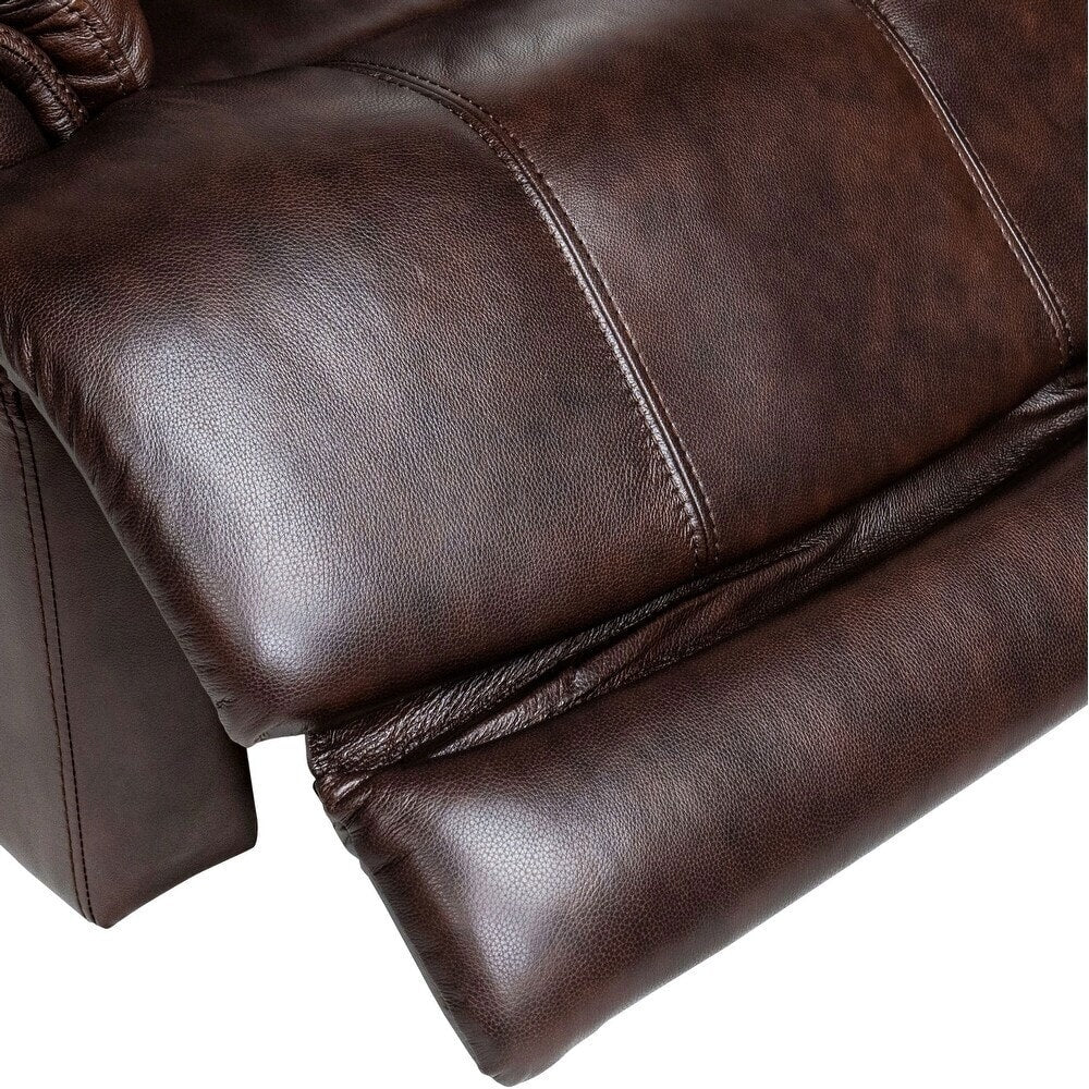 Poltrona reclinabile elettrica con poggiatesta regolabile in vera pelle e poggiapiedi estensibile, reclinabile a gravità zero