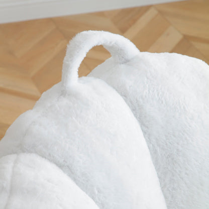 Poltrona a sacco gigante con poggiapiedi, poltrona a sacco oversize per adulti e bambini, grande poltrona a forma di conchiglia in pelliccia sintetica con imbottitura