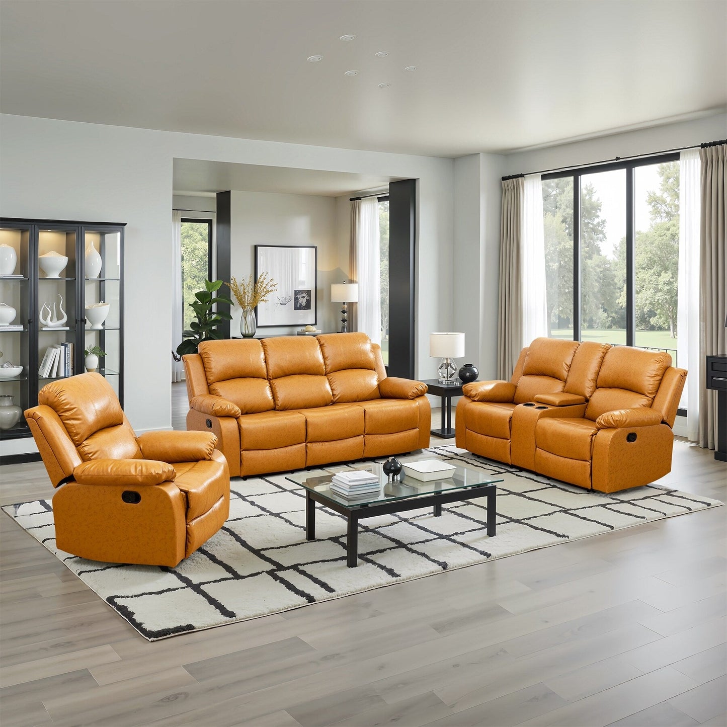 Set di divani da soggiorno Ginger in semi-PU e PVC, 3 pezzi