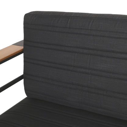 Poltrone da esterno Giovanna in alluminio con dettagli in finto legno (set da 2) di Christopher Knight Home