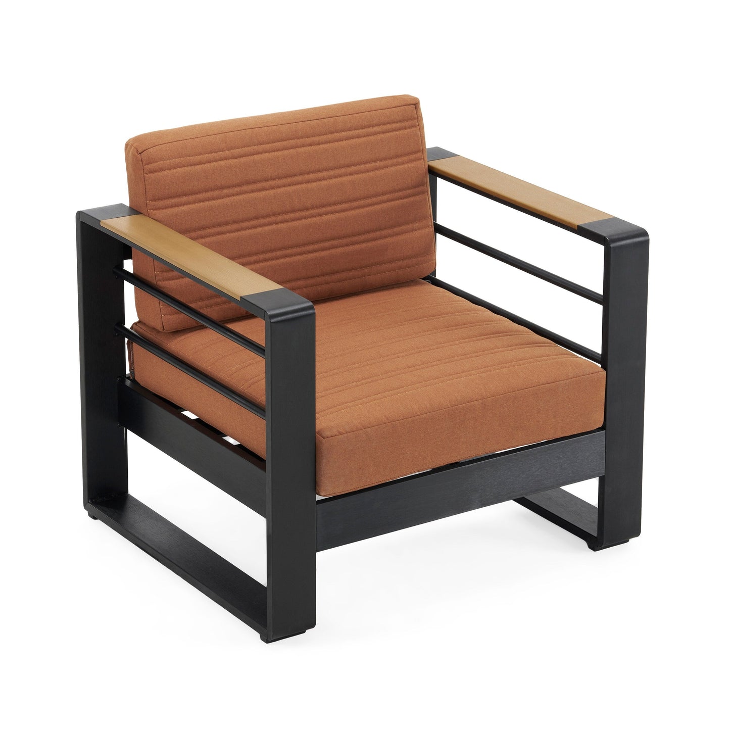 Poltrone da esterno Giovanna in alluminio con dettagli in finto legno (set da 2) di Christopher Knight Home