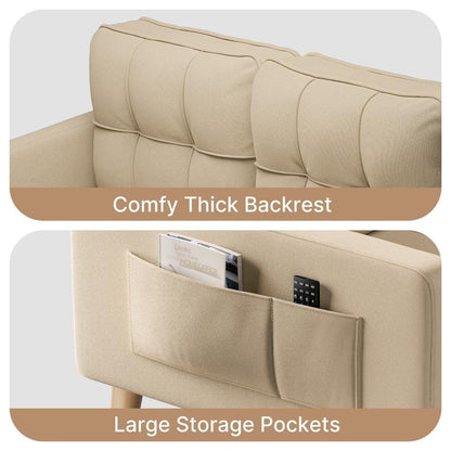 Divano moderno imbottito a 3 posti, divano trasformabile, divano letto con robuste gambe in legno per soggiorno