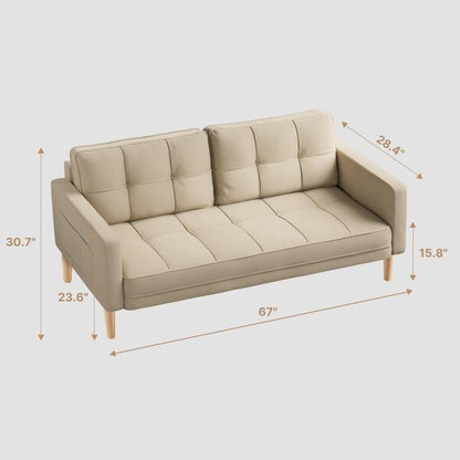 Divano moderno imbottito a 3 posti, divano trasformabile, divano letto con robuste gambe in legno per soggiorno