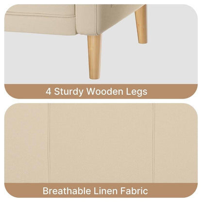 Divano moderno imbottito a 3 posti, divano trasformabile, divano letto con robuste gambe in legno per soggiorno