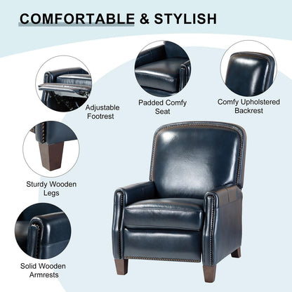 Poltrona reclinabile Gladis Modern Retro in vera pelle con finiture a borchie di HULALA HOME