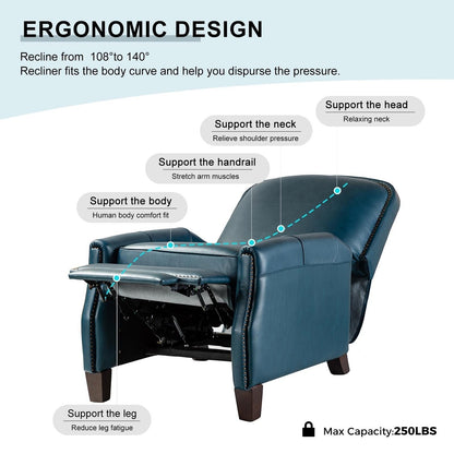 Poltrona reclinabile Gladis Modern Retro in vera pelle con finiture a borchie di HULALA HOME