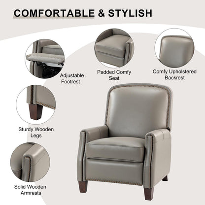 Poltrona reclinabile Gladis Modern Retro in vera pelle con finiture a borchie di HULALA HOME