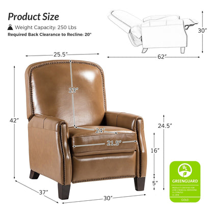 Poltrona reclinabile Gladis Modern Retro in vera pelle con finiture a borchie di HULALA HOME