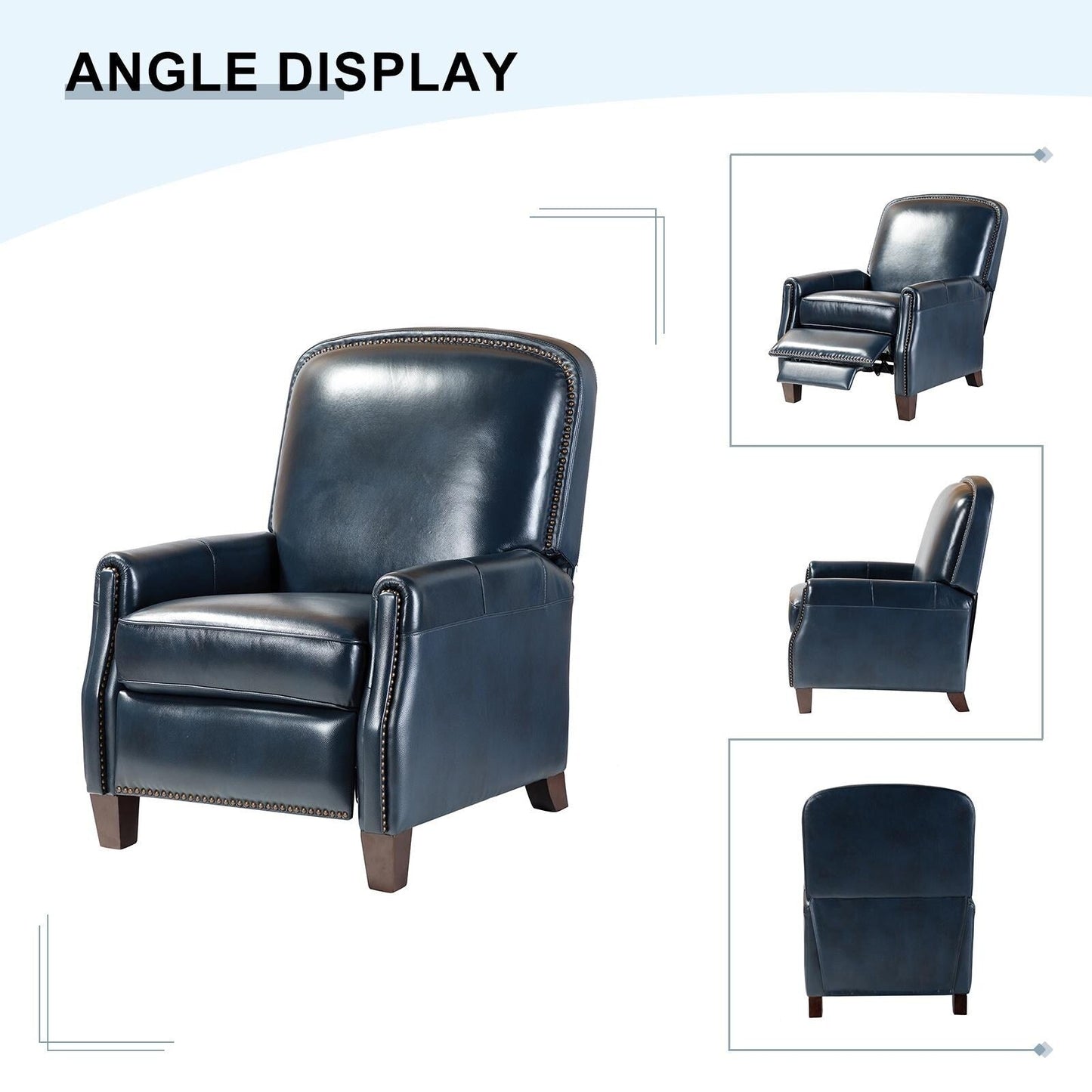 Poltrona reclinabile Gladis Modern Retro in vera pelle con finiture a borchie di HULALA HOME