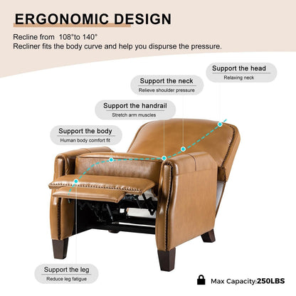 Poltrona reclinabile Gladis Modern Retro in vera pelle con finiture a borchie di HULALA HOME