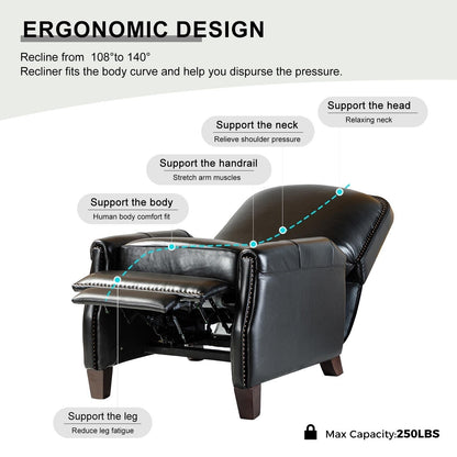 Poltrona reclinabile Gladis Modern Retro in vera pelle con finiture a borchie di HULALA HOME