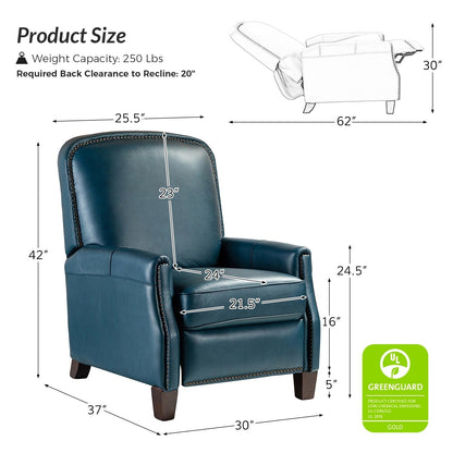 Poltrona reclinabile Gladis Modern Retro in vera pelle con finiture a borchie di HULALA HOME