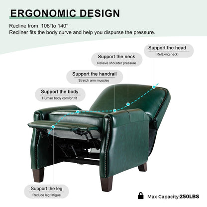 Poltrona reclinabile Gladis Modern Retro in vera pelle con finiture a borchie di HULALA HOME