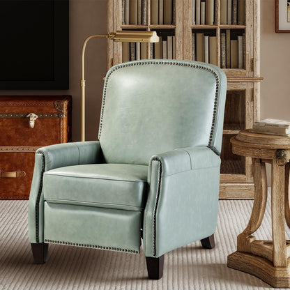 Poltrona reclinabile Gladis Modern Retro in vera pelle con finiture a borchie di HULALA HOME