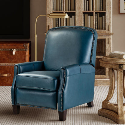 Poltrona reclinabile Gladis Modern Retro in vera pelle con finiture a borchie di HULALA HOME